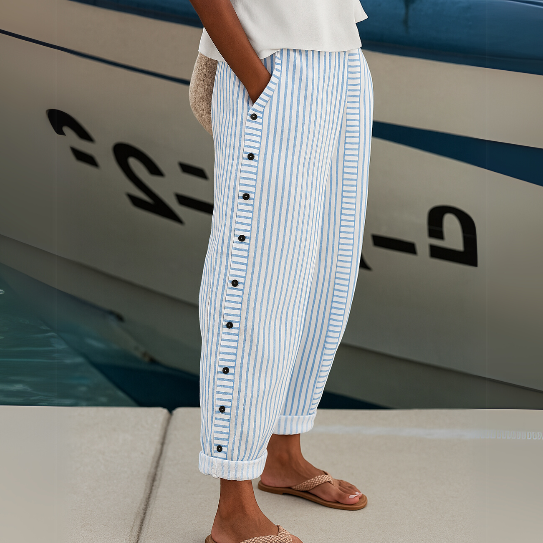 REA | PANTALONES CASUALES CÓMODOS A RAYAS