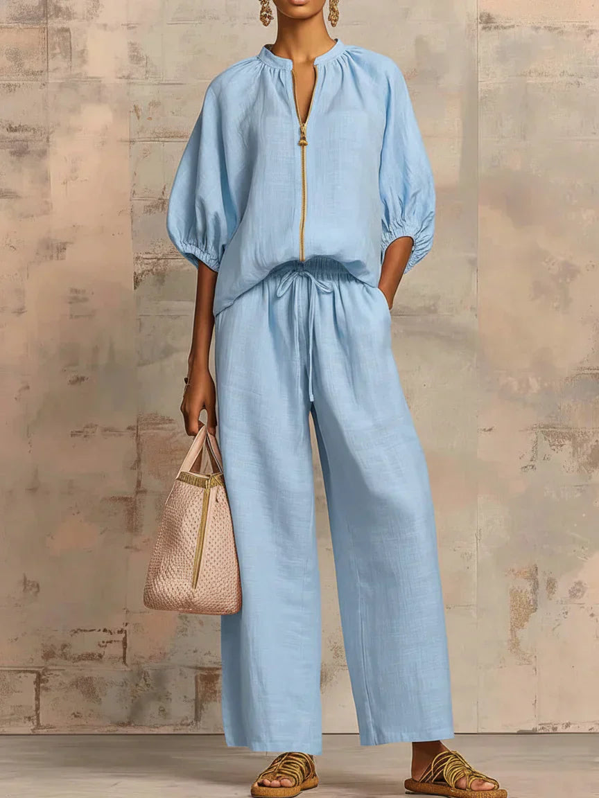 Alba | Conjunto Relajado de Camisa con Botones y Pantalón Ancho